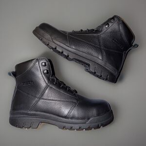 NEW HYTEST ZINC STEEL TOE PUNCTURE RESISTANT 6” WORK BOOT Black leather 7.5 Wide